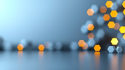 Poster - Abstract Geometric Hexagon Grid with Glowing Orange and Blue Lights