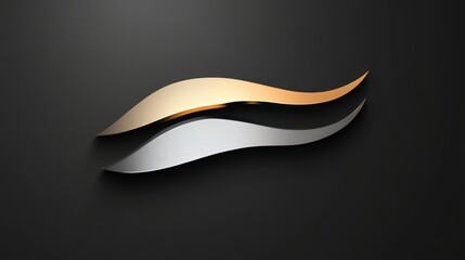 Poster - Elegant metallic waves logo template with gold and silver gradient colors