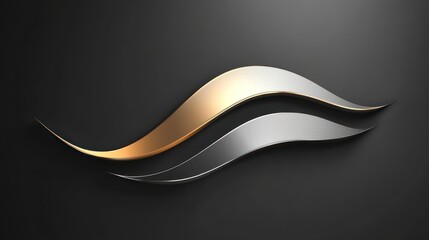 Poster - Elegant Gold and Silver Waves Design Against a Dark Background