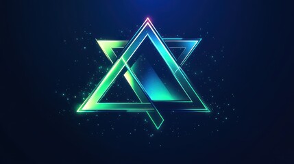 Poster - Luminous Geometric Composition, A Dynamic Interplay of Triangles and Light