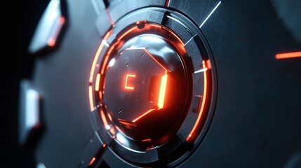 Poster - Futuristic Technology Interface with Glowing Orange Elements