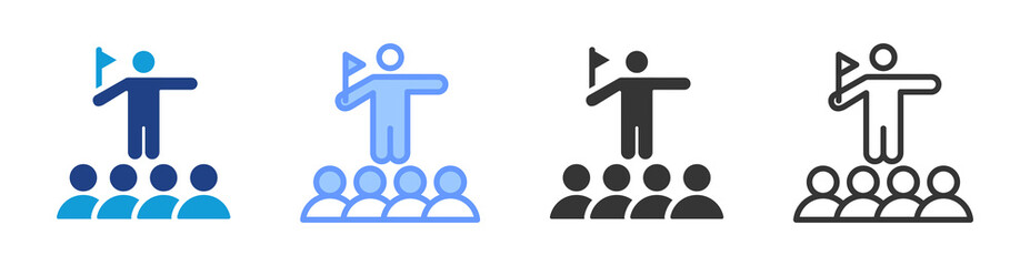 Poster - Leadership icon set multiple style collection
