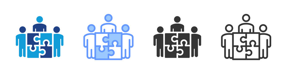 Fototapete - Team Building icon set multiple style collection