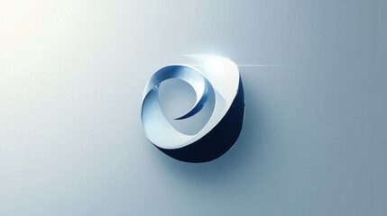 Poster - Elegant 3D Render of a Blue and White Swirl with a Clean Aesthetic