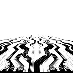 Futuristic Circuit Board Perspective, Abstract Tech Background