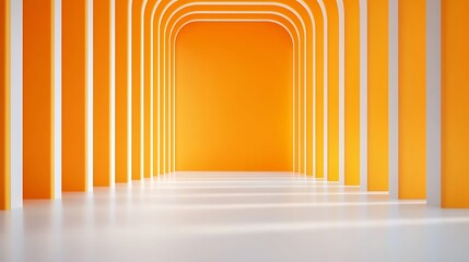 Poster - Bright Yellow And White Corridor 3D Illustration
