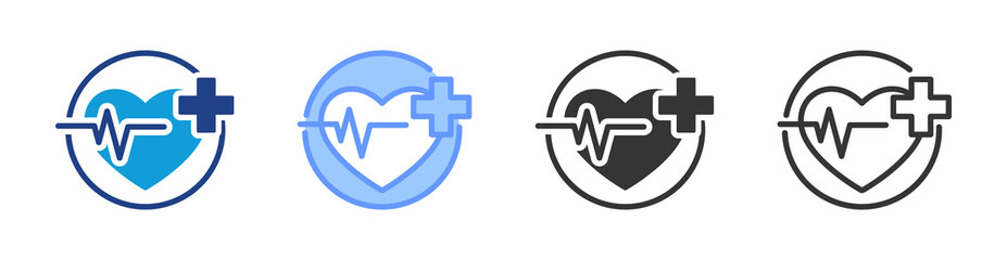 Poster - Health icon set multiple style collection