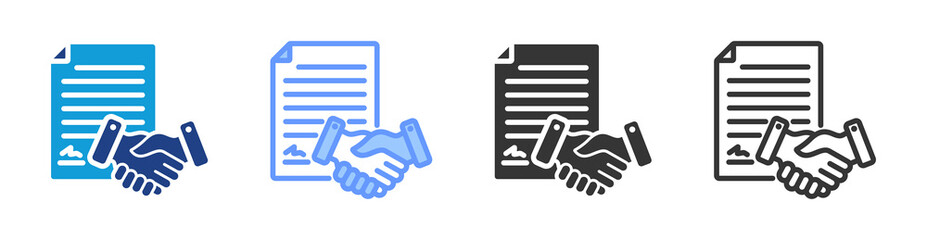Poster - Trade Agreement icon set multiple style collection