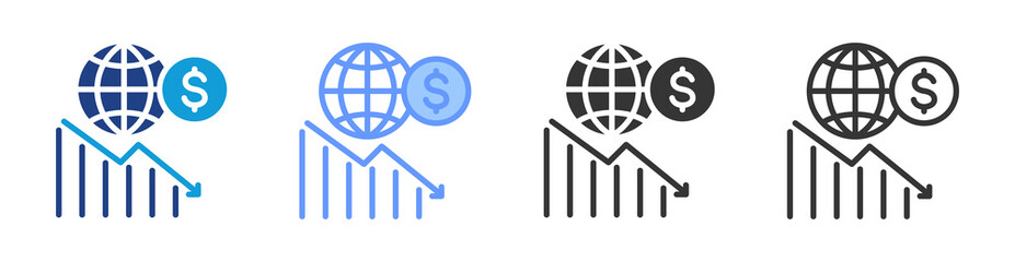 Poster - Economic Downturn icon set multiple style collection