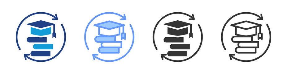 Aufkleber - Continuing Education icon set multiple style collection