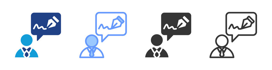 Poster - Signatory icon set multiple style collection