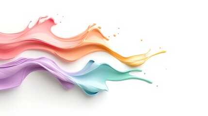 Poster - Vibrant Rainbow Paint Dripping on White Background