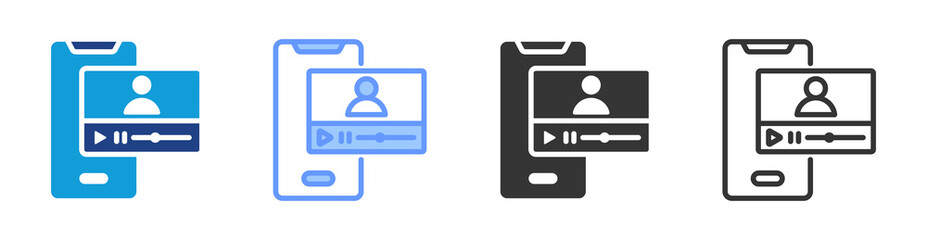 Aufkleber - Video Lectures icon set multiple style collection