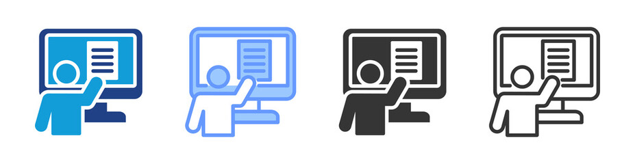 Poster - Distancce Education icon set multiple style collection