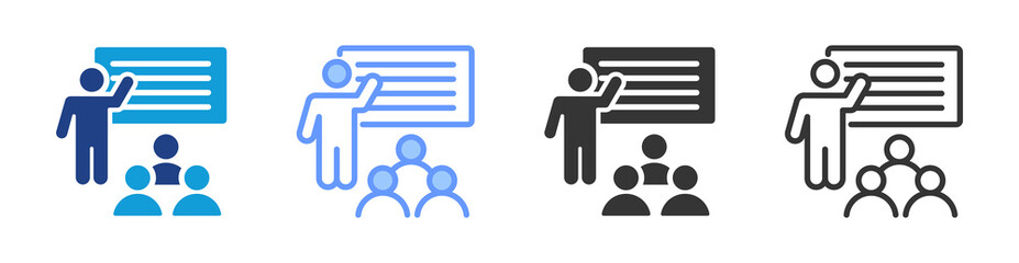 Poster - Classroom Training icon set multiple style collection