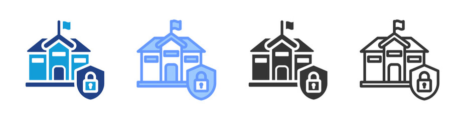 Poster - Campus Safety icon set multiple style collection