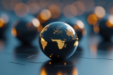 globe with world map network