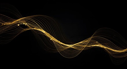 Poster - Golden light wave on black background