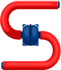 Poster - Cartoon number five or letter S as sports equipment. Vector sport font, typeface, funny type, kids English alphabet alphabet for children education, abc or mathematics learning and game activities