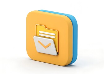 Aufkleber - Digital Communication Icon: A vibrant 3D rendering of a digital communication icon, a visual metaphor for data transfer and electronic correspondence. Symbolizing the core of modern connectivity.