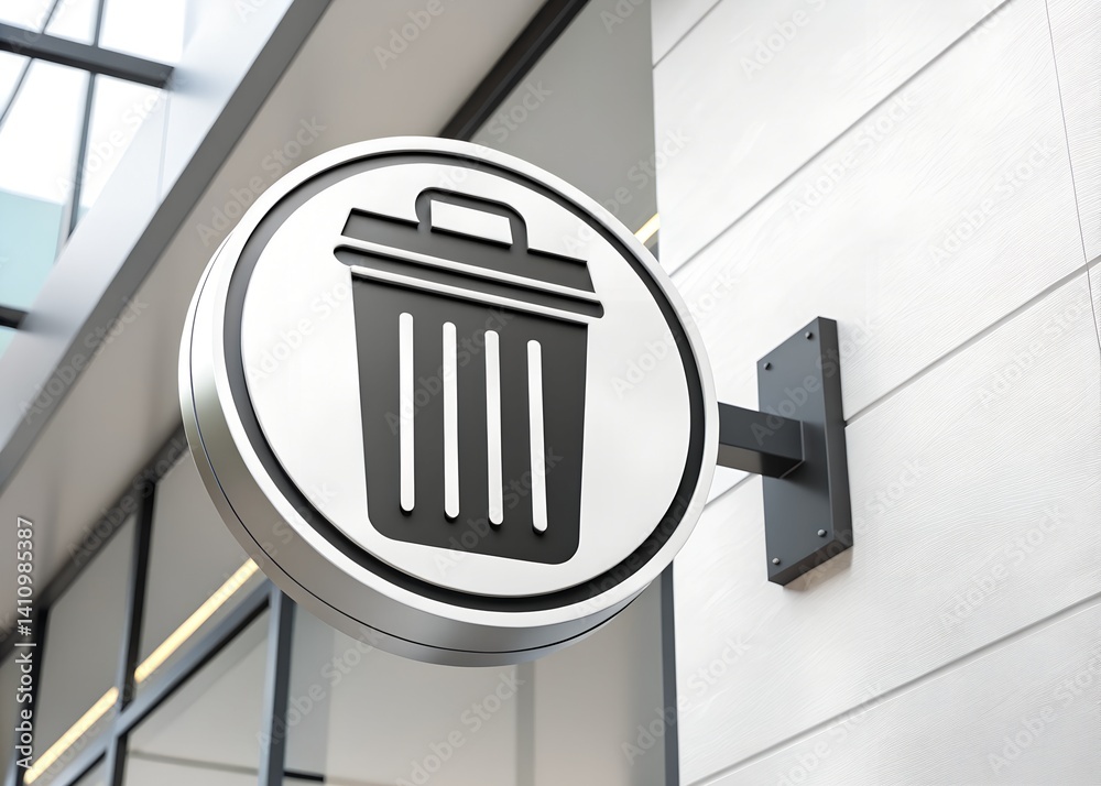 Rectangular Trash Signs Trash Sign: A clean, modern trash receptacle sign, showcasing a ...