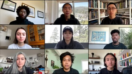 Poster - Diverse High School Students Engaged in Distance Learning Group Call Generative AI