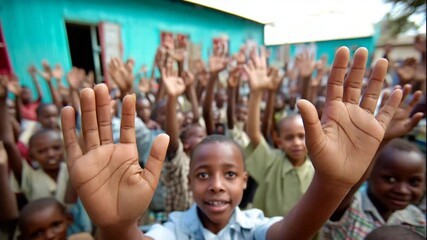 Poster - School Children Enthusiastically Raise Hands During Class Activity Generative AI