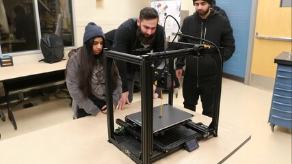 Poster - Students Engaged in Printing a Prototype Using 3D Printer Generative AI