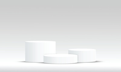 Poster - Abstract 3d rendering White podium with empty space or podium display pedestal on white background