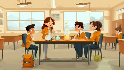 Poster - Students Conduct Fun Science Experiments in School Classroom Generative AI