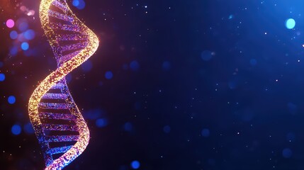 Poster - colorful dna strand with bright bokeh background effects
