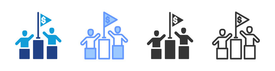 Poster - Competition icon set multiple style collection