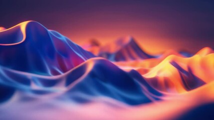 Poster - stunning abstract landscape with smooth, flowing waves of vibrant colors in shades of blue, purple, 