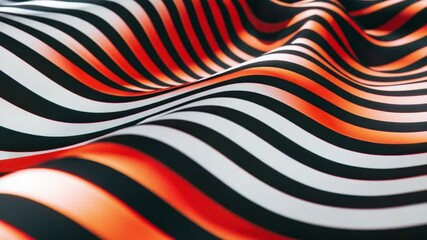 Poster - wavy patterns of black, white, and orange create vibrant abstract design with fluid stripes and smoo