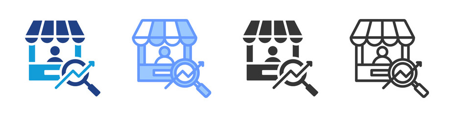 Poster - Market Research icon set multiple style collection