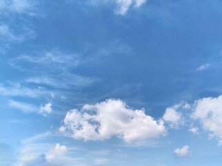 Wall Mural - azure sky with fleeting clouds. a clear blue sky with a few wispy clouds, soft lighting, high - reso