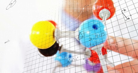 Poster - Image of mathematical formulae over scientist