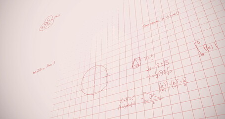 Poster - Image of mathematical equations over pink background