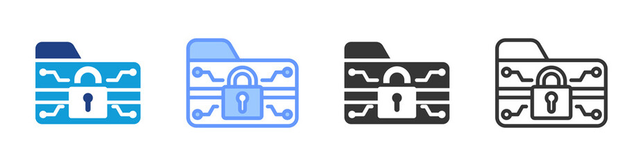 Poster - Data Protection icon set multiple style collection