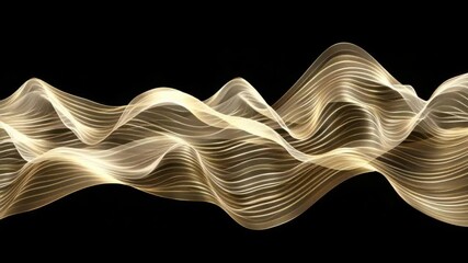 Poster - abstract light waves and flowing golden lines create elegant curves against black background, showca