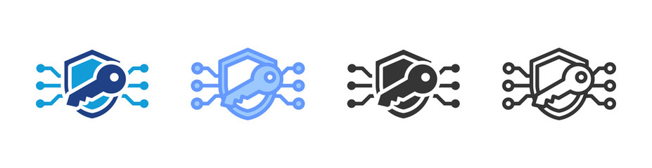 Poster - Encryption Key icon set multiple style collection