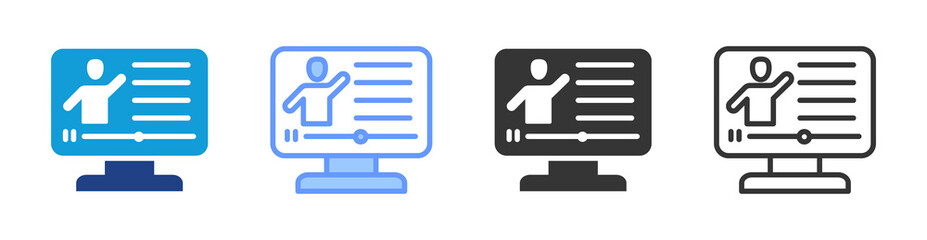 Poster - E Learning icon set multiple style collection