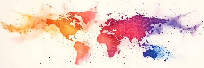 Wall Mural - Global network connection world map , Generative AI