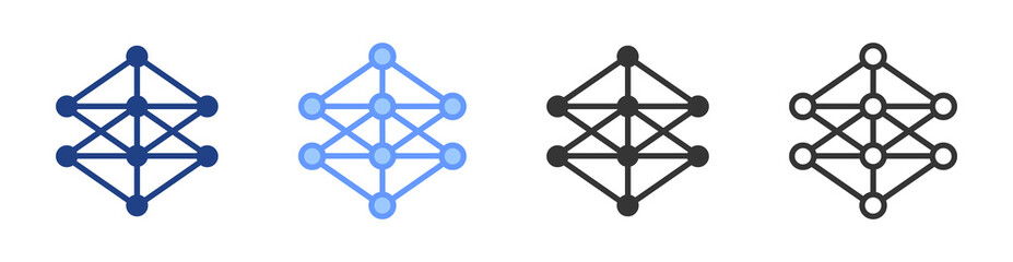 Poster - Neural Network icon set multiple style collection