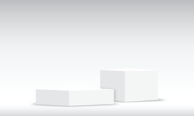 Poster - Abstract 3d rendering White podium with empty space or cube-shaped display base on white background
