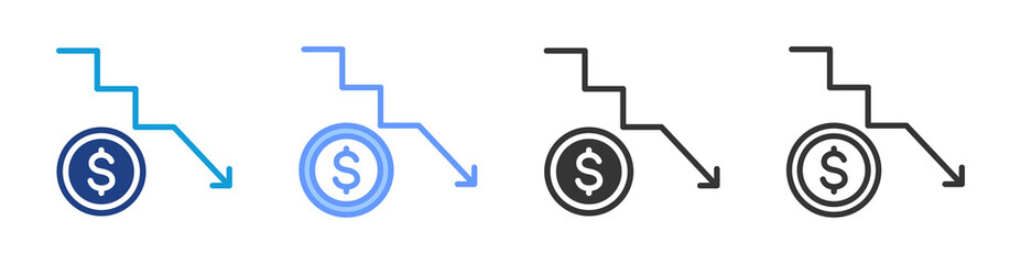 Poster - Economic Shock icon set multiple style collection