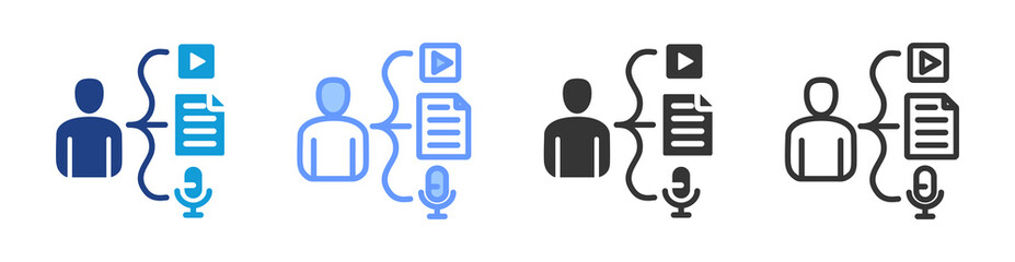 Poster - Learning Media icon set multiple style collection
