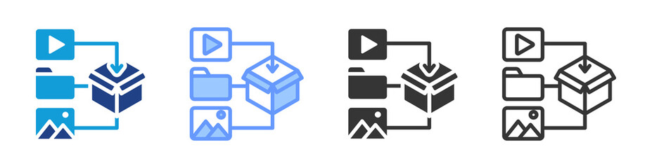 Poster - Content Packaging icon set multiple style collection