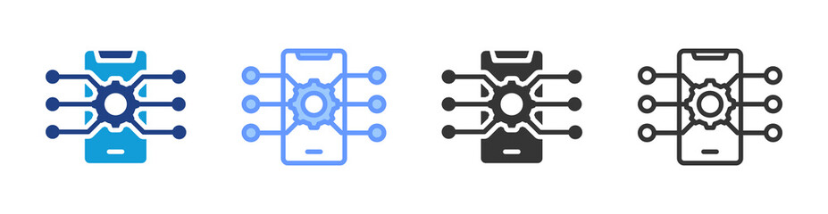 Aufkleber - Mobile App Integration icon set multiple style collection