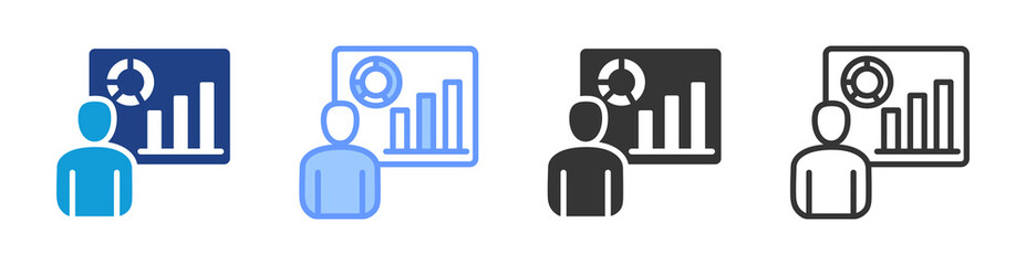 Poster - Statistics icon set multiple style collection